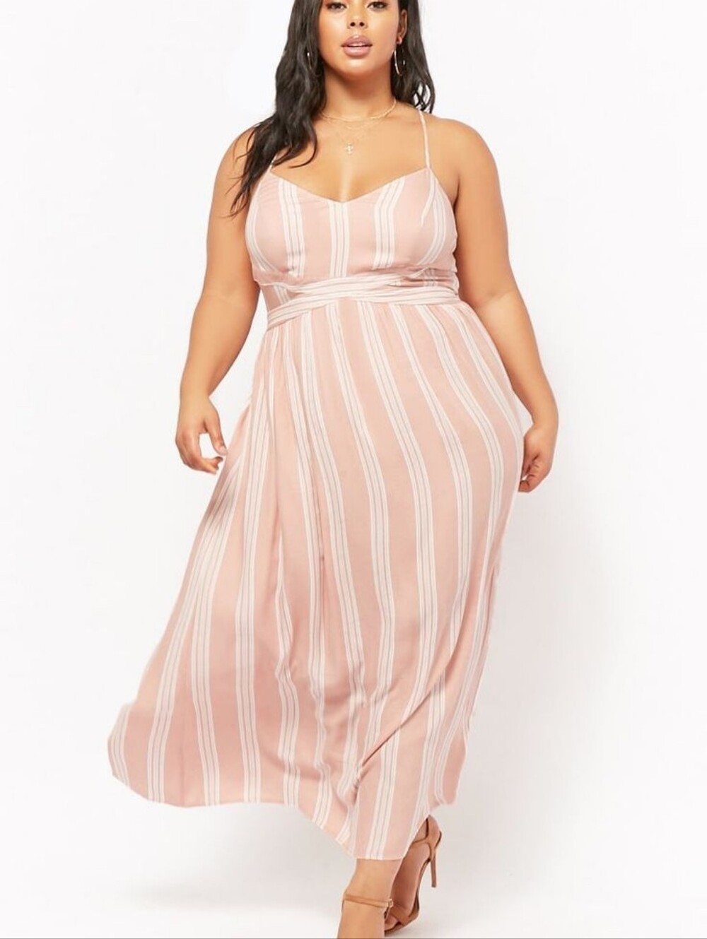 Forever 21 Pink and White Striped Maxi Dress